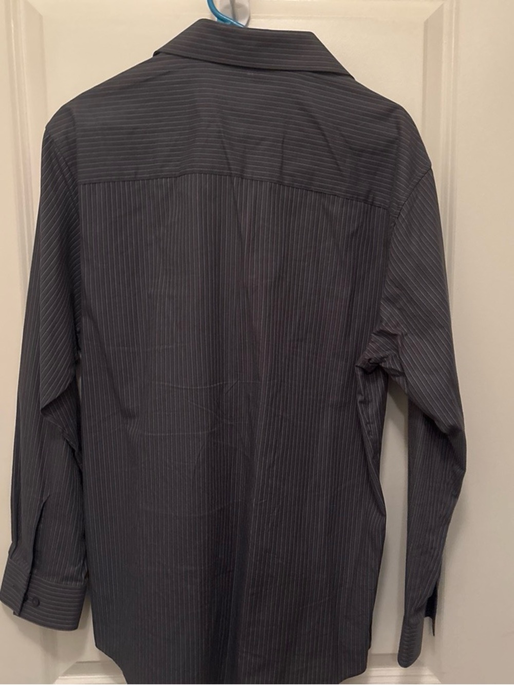Men's Dark Gray Pinstripe Dress Shirt - Classic Long Sleeve